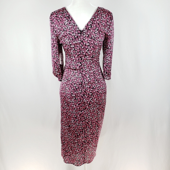 NEW- Zara Floral Ruched Midi Dress Sz.Small - Picture 5 of 8